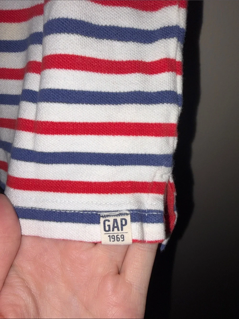 GAP White Polo with Red & Navy Stripes
